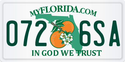 FL license plate 0726SA