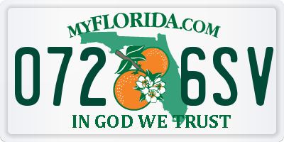 FL license plate 0726SV
