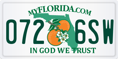 FL license plate 0726SW
