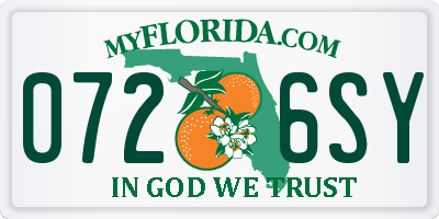 FL license plate 0726SY