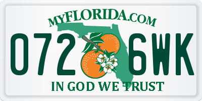 FL license plate 0726WK