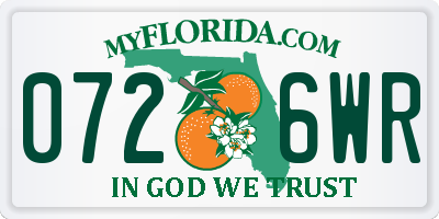 FL license plate 0726WR