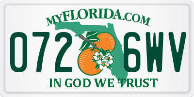 FL license plate 0726WV