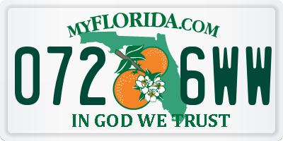 FL license plate 0726WW