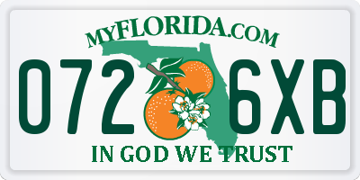 FL license plate 0726XB