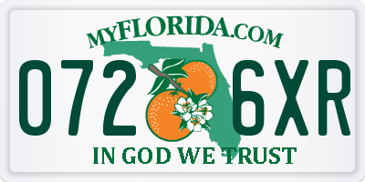 FL license plate 0726XR