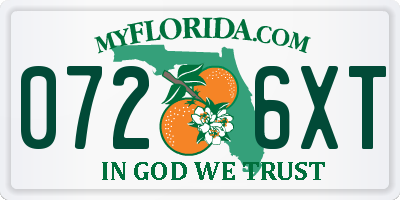 FL license plate 0726XT