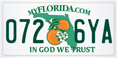 FL license plate 0726YA
