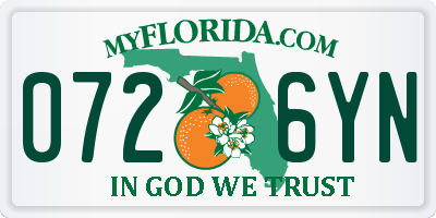 FL license plate 0726YN