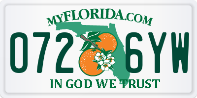 FL license plate 0726YW