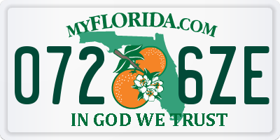 FL license plate 0726ZE