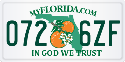 FL license plate 0726ZF