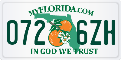 FL license plate 0726ZH