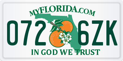 FL license plate 0726ZK