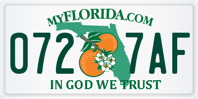 FL license plate 0727AF