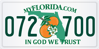 FL license plate 0727OO