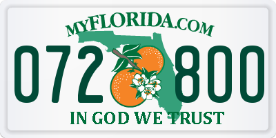 FL license plate 0728OO
