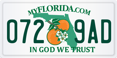 FL license plate 0729AD