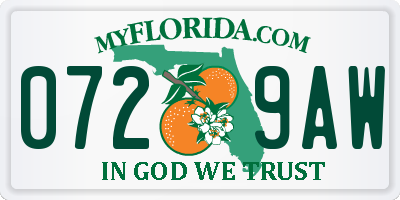 FL license plate 0729AW