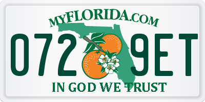 FL license plate 0729ET