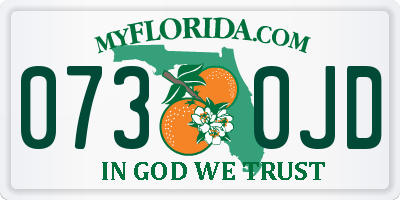 FL license plate 0730JD