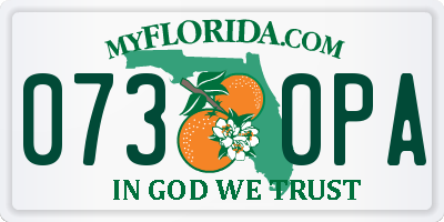 FL license plate 0730PA
