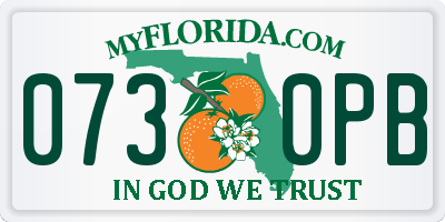 FL license plate 0730PB