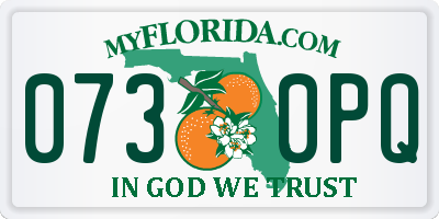FL license plate 0730PQ
