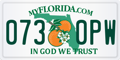 FL license plate 0730PW