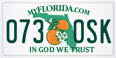 FL license plate 0730SK