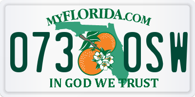 FL license plate 0730SW