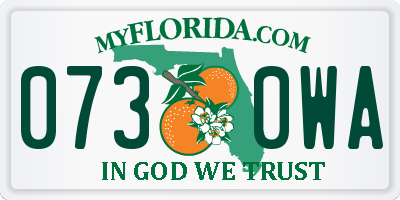 FL license plate 0730WA