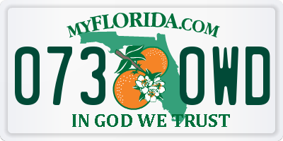 FL license plate 0730WD
