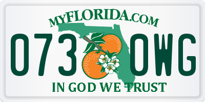 FL license plate 0730WG