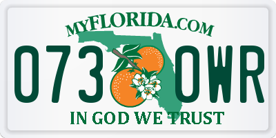 FL license plate 0730WR