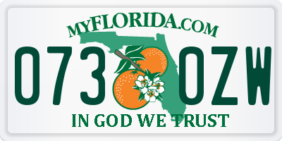 FL license plate 0730ZW