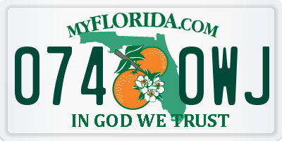 FL license plate 0740WJ