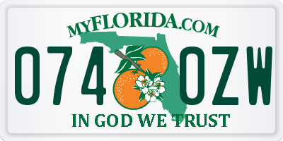 FL license plate 0740ZW