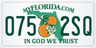 FL license plate 0752SQ