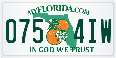 FL license plate 0754IW