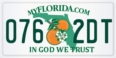FL license plate 0762DT