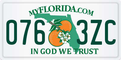 FL license plate 0763ZC