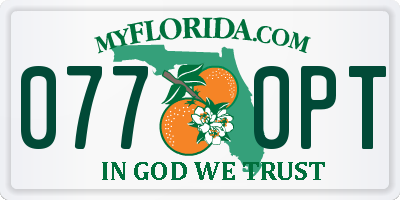 FL license plate 0770PT
