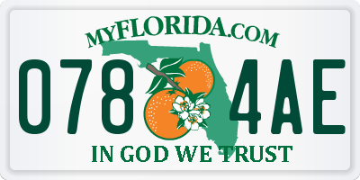 FL license plate 0784AE