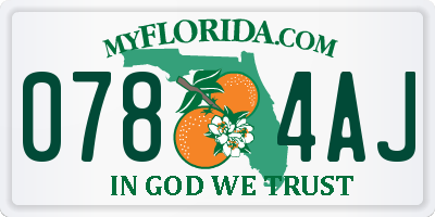 FL license plate 0784AJ