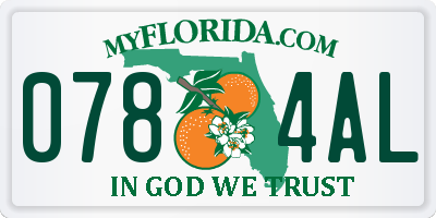 FL license plate 0784AL