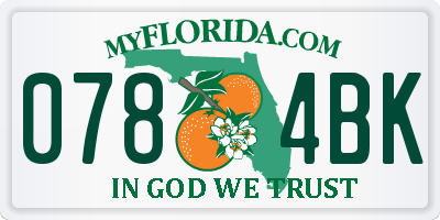 FL license plate 0784BK