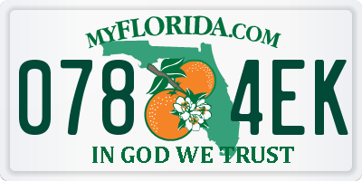 FL license plate 0784EK