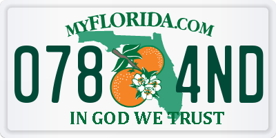 FL license plate 0784ND