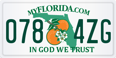 FL license plate 0784ZG